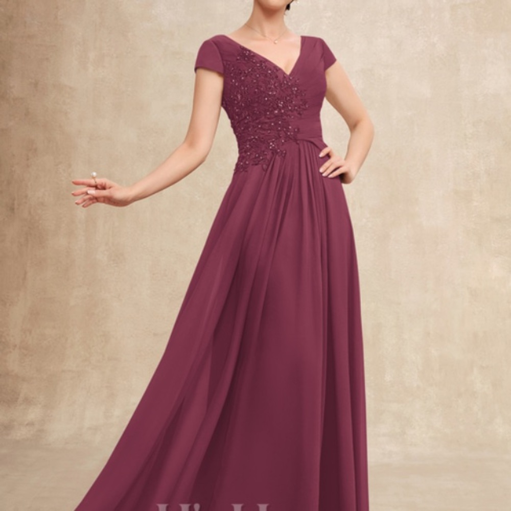 Mulberry JJsHouse Floor-Length Chiffon size 10 Mother of the Bride Dress #269032